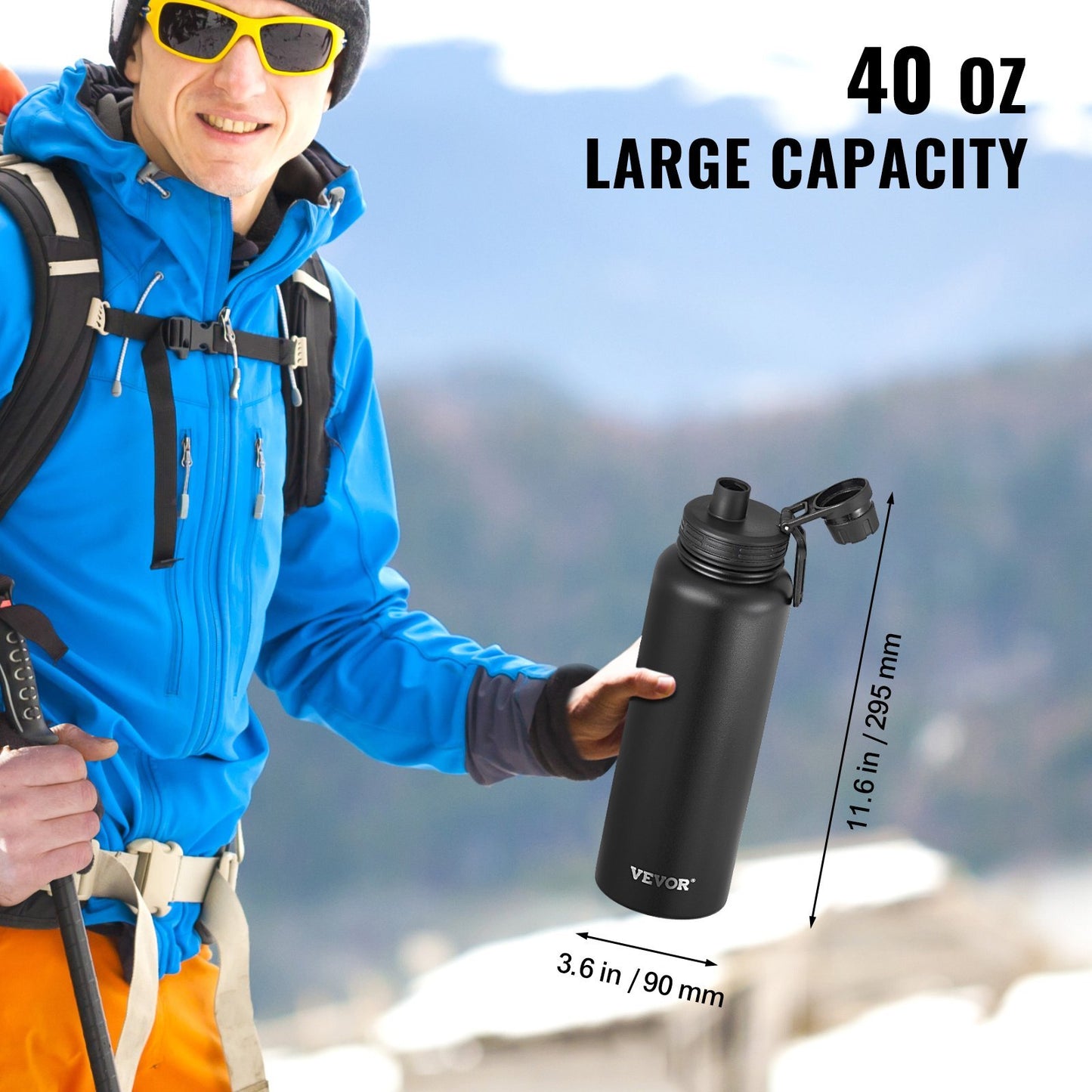 40 oz Insulated Steel Water Bottle – Wide Mouth | 5AM Clubhouse