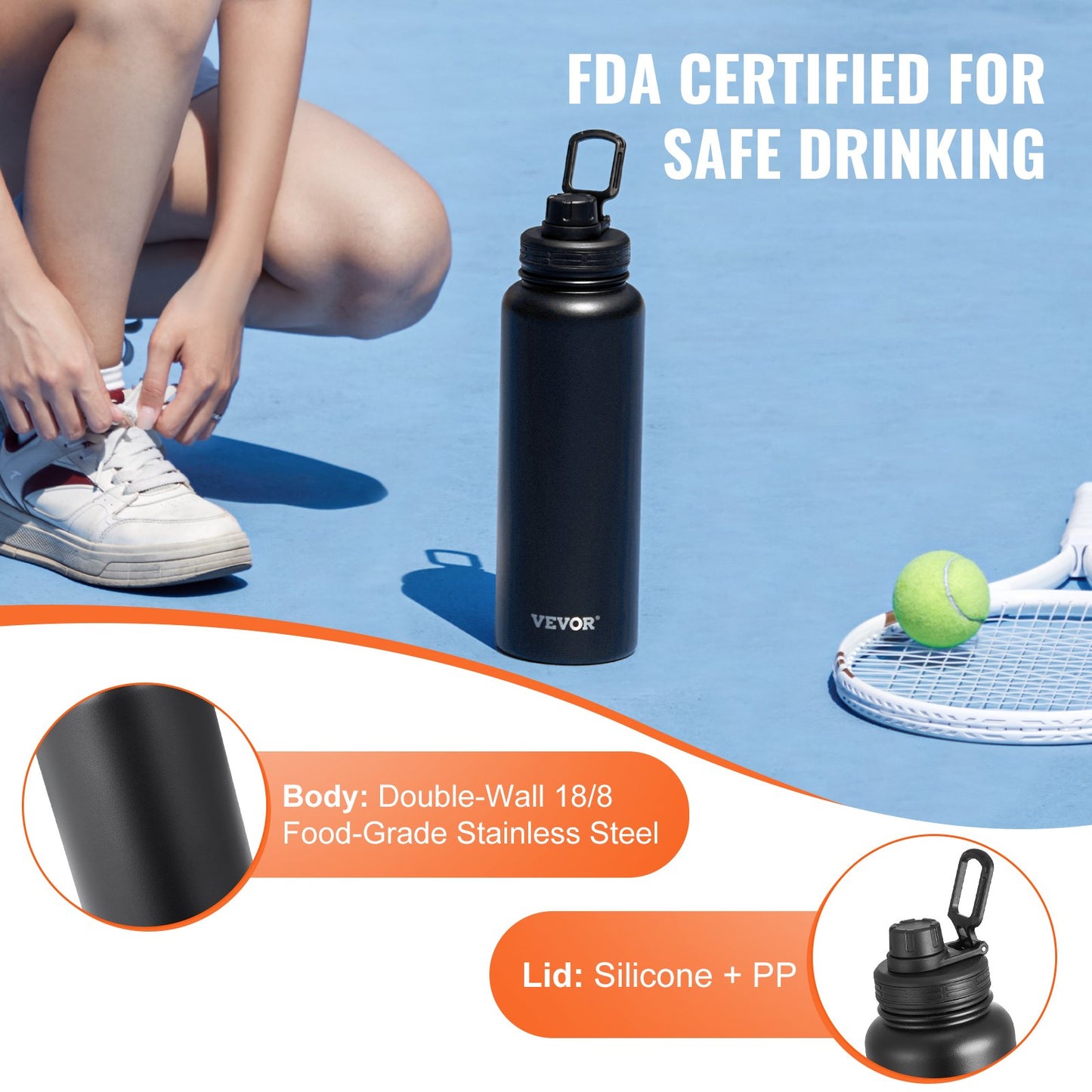 40 oz Insulated Steel Water Bottle – Wide Mouth | 5AM Clubhouse