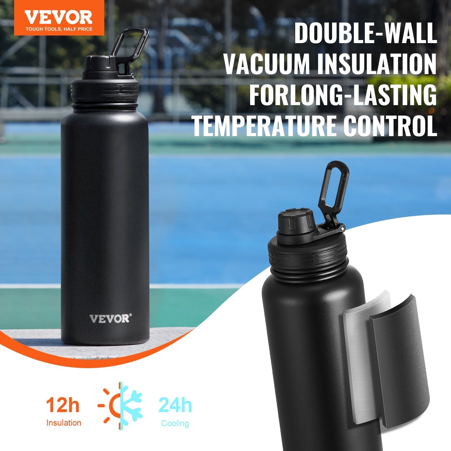 40 oz Insulated Steel Water Bottle – Wide Mouth | 5AM Clubhouse